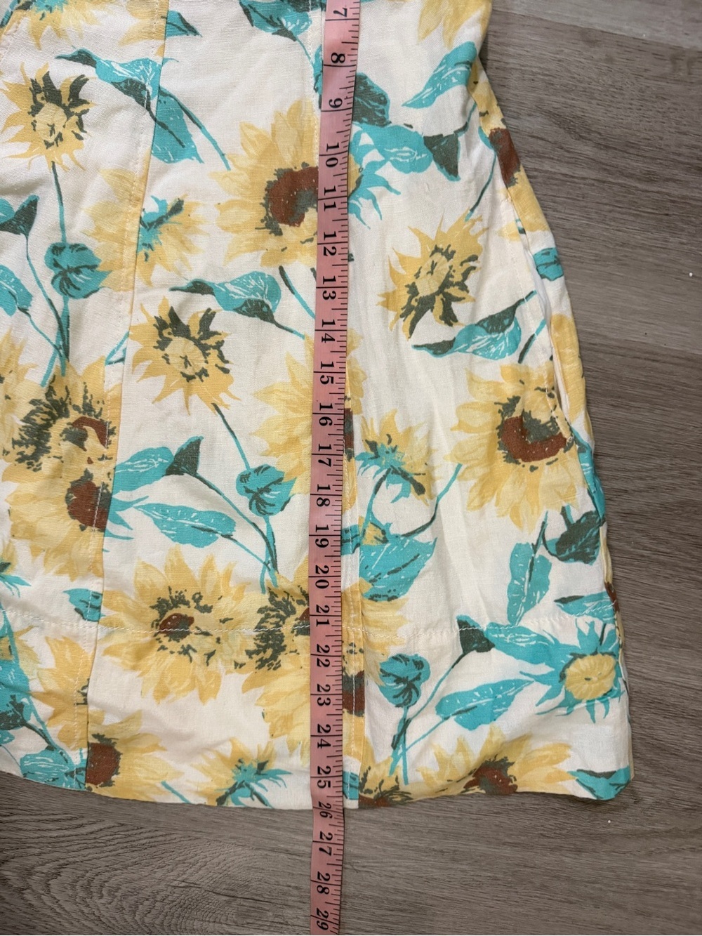 Free People Cream Floral Backless Mini Dress with Teal and Mustard Print - Picture 9 of 9